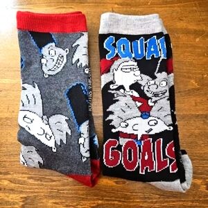 Nickelodeon Hey Arnold "Squad Goals" mid-calf crew socks Mens Shoe 6-12 2-pack
